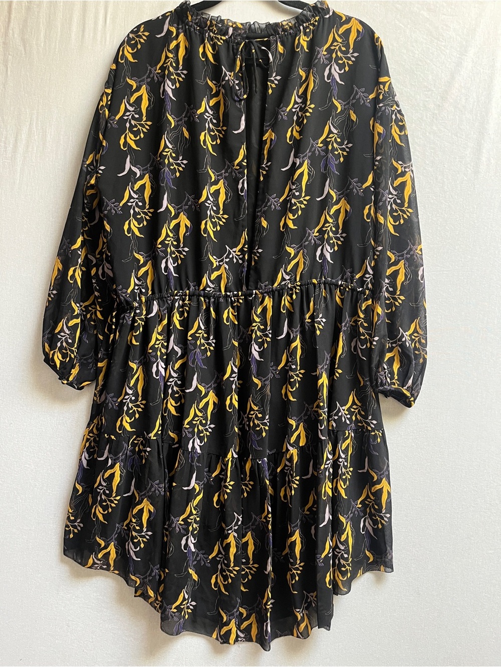 Le Fou Wilfred Aritzia Floral Chiffon Tiered Dress Black Size XL - Picture 2 of 12